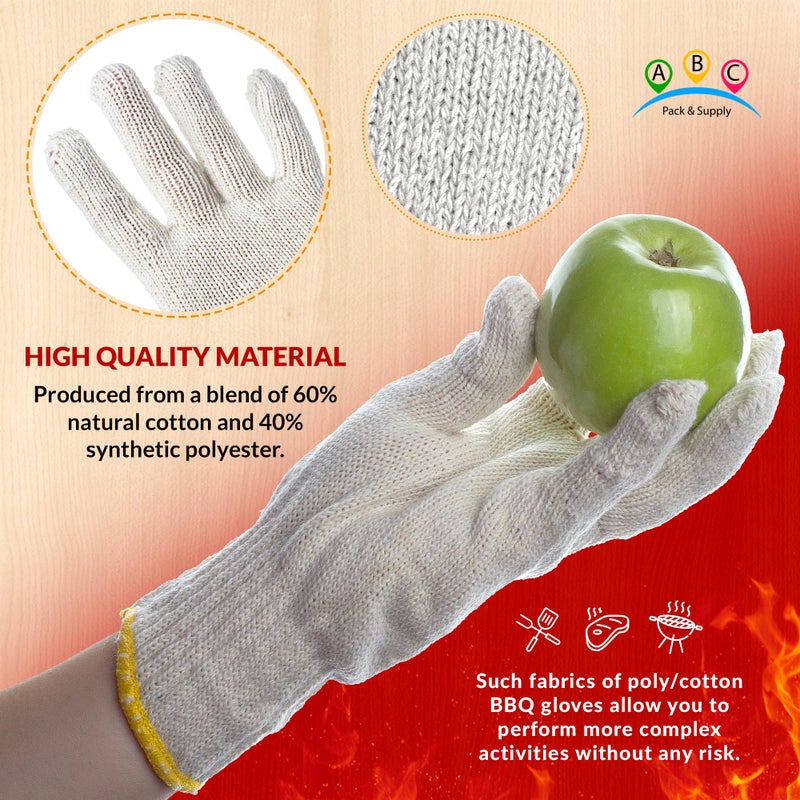 ABC Pack & Supply ABC 12 pairs String Knit Work Gloves, 10 Inch.Cotton and Polyester String Knit Gloves. Reusable Roping Gloves for Men and Women with Yellow Line. - Image 3